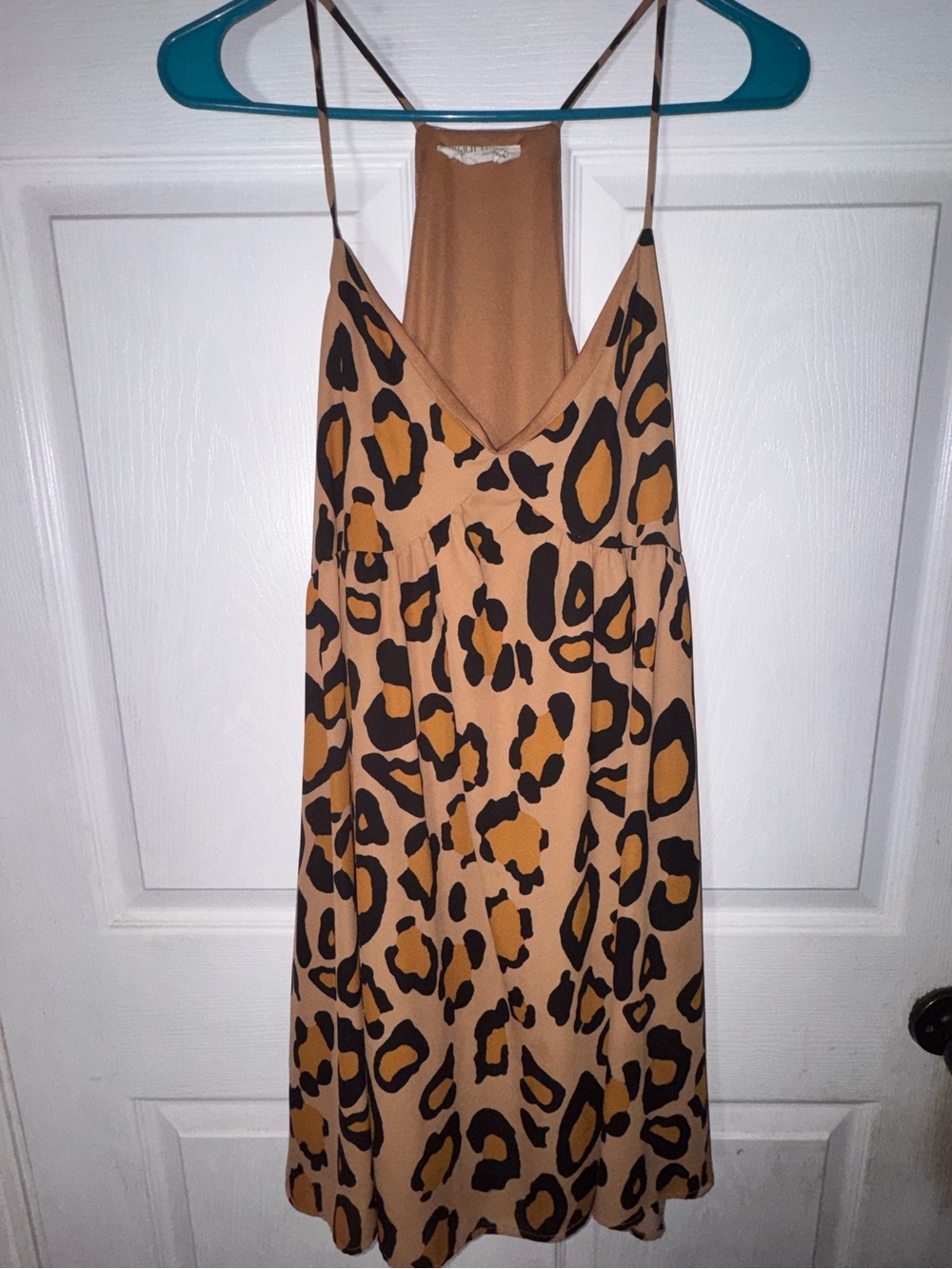 Peach Love California Leopard Print Midi Dress in Tan and Black